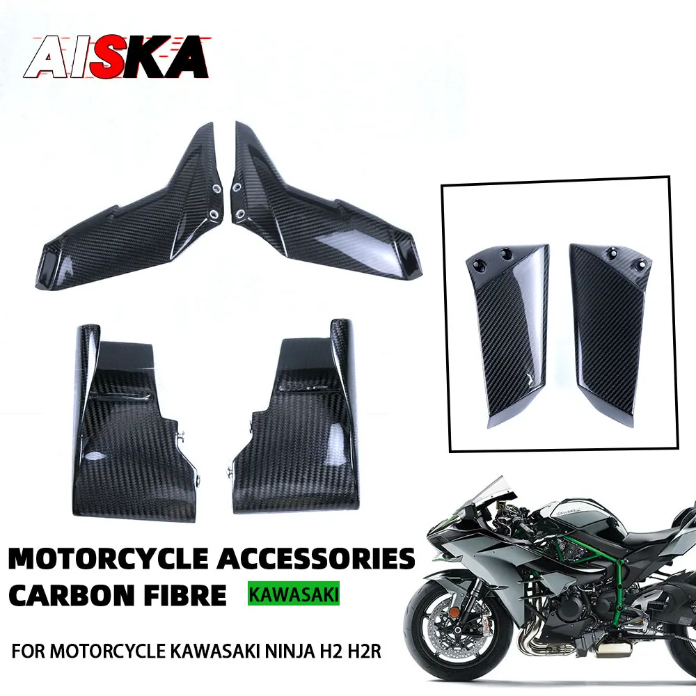 

For KAWASAKI NINJA H2 H2R 2015 - 2024 Full Carbon Fiber Generation Winglets Air Deflector Upper Lower Wings Motorcycle Parts