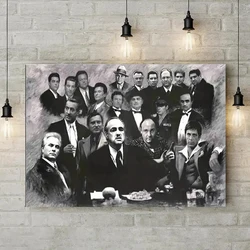 Classic Dun Father Black & White Film Canvas Prints Mafia Vito Corleone Al Pacino Wall Art Poster for Living Room Bedroom Decor
