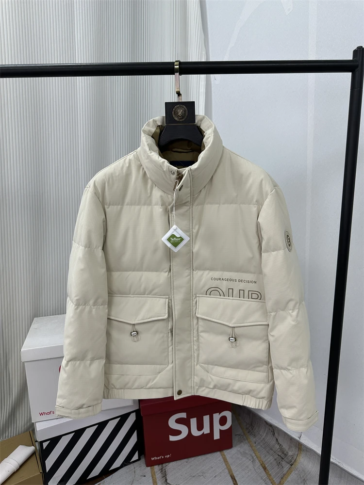 

Thiened White Du down Jaet Casual Sle Stand Collar Men's Winter Coat Warm And Sli Ci Leisure Long Sve Zipper