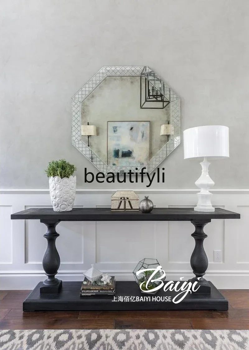 

French entrance cabinet, retro American entry solid wood entrance table, ultra-thin sofa, wall cabinet2005