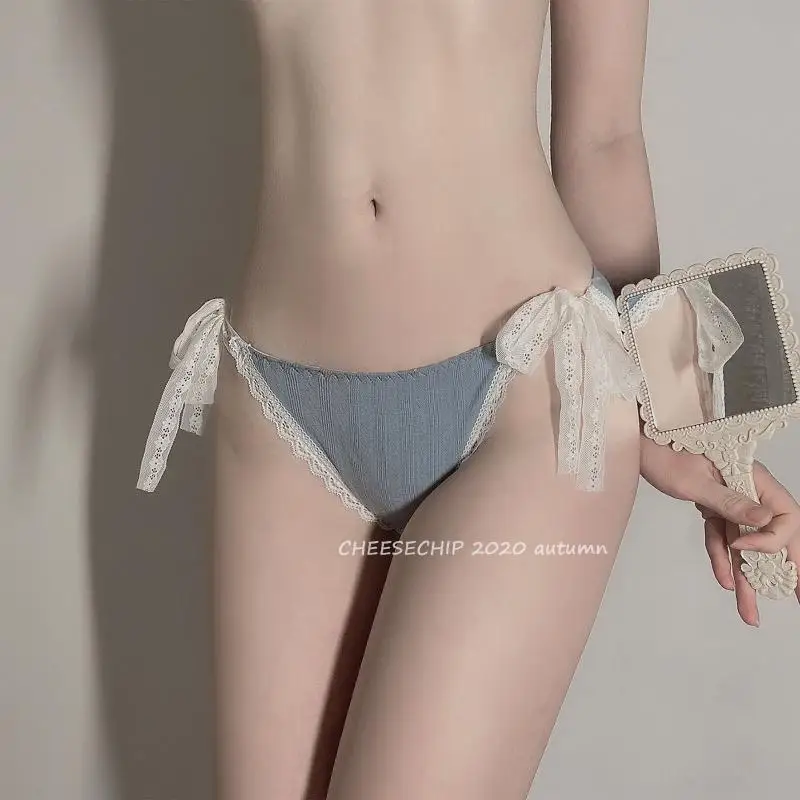 SP&CITY Sweet Girl Lace Up Sexy Underwear Women's Bandage Thread Breathable Cotton Crotch Panties Hip Lifting Lace Cute Briefs