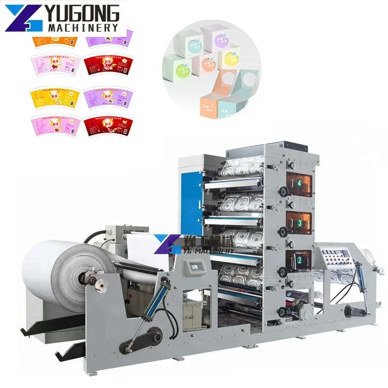 Good Price 4 Colors Sticker Label Roll To Roll Paper Cup Flexo Printer Flexographic Printing Machine