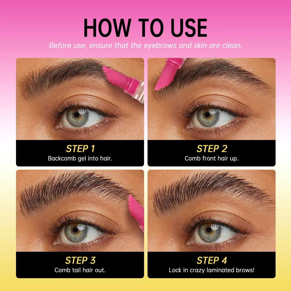 Super Lift Brow Glue Laminierungsgel Crazy Lift Brow Langanhaltender, starker Halt und integrierter Stylingkamm, klare Augenbrauen-Gel-Kosmetik