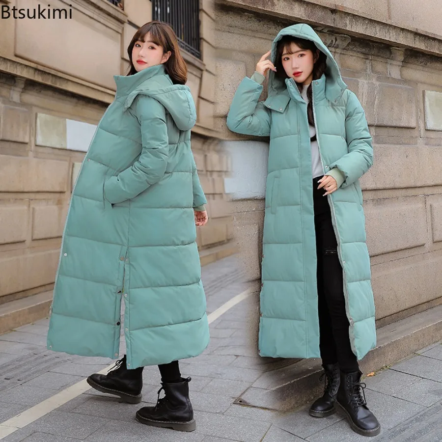 2025 Winter Women Extra Long Parkas Hooded Cotton Padded Jackets Female Coat High Quality Warm Outwear Womens Parka Winter Coats