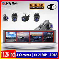 T80 4CH Dash Cam 11.26 Inch 4K WIFI Rear View Mirror 4 Cameras Video Recorder Car DVR ADAS BSD Night Vision 24H Parking Monitor