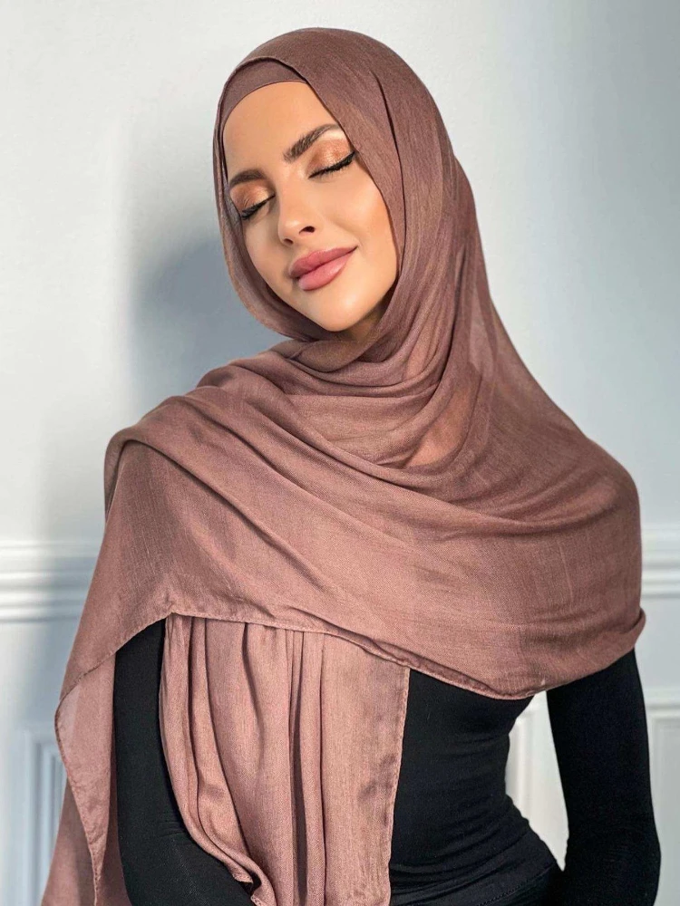 165*50CM Mini Modal Hijab for Women Modal Scarf New Solid Color High Quality Sunscreen Shawl Headscarf Turban Hijabs for Women