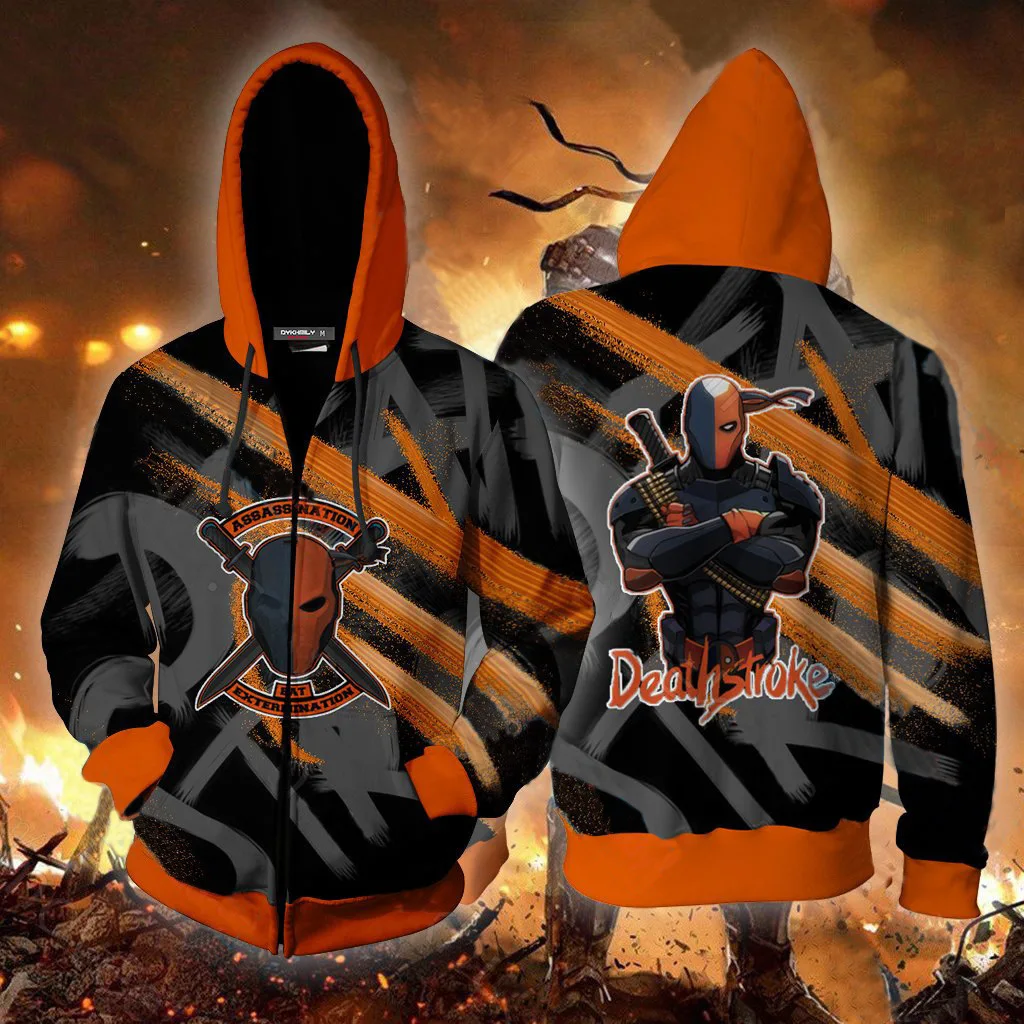 Movie Shazam Hoodies Black Adam Sweatshirt Cosplay Hooded Deathstroke 3D Printing Jacket Zipper Clothes Unisexy Hoody Coat Gifts