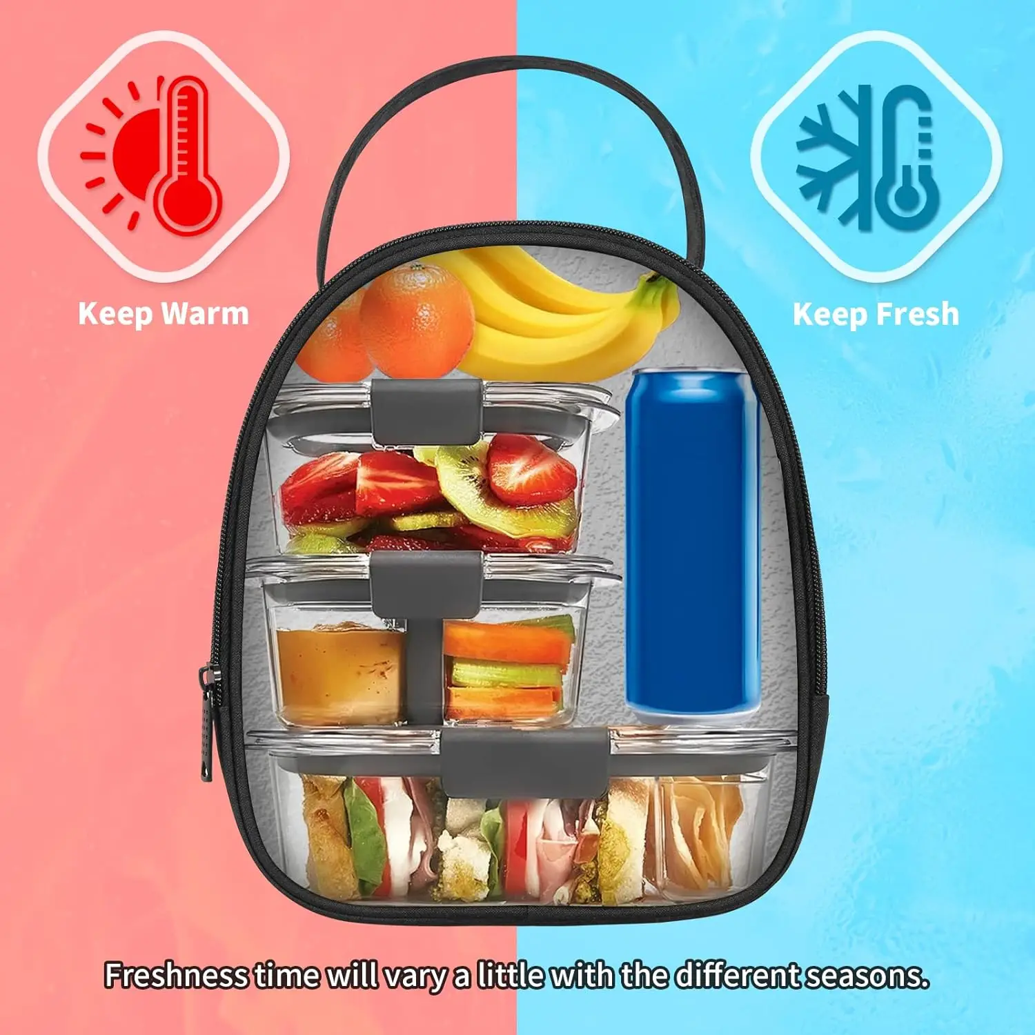 Lunch Box Insulated Lunch Bag Women Men Reusable Cooler Bag Adult Cute Lunch Tote Adjustable Shoulder Strap for Work Bags