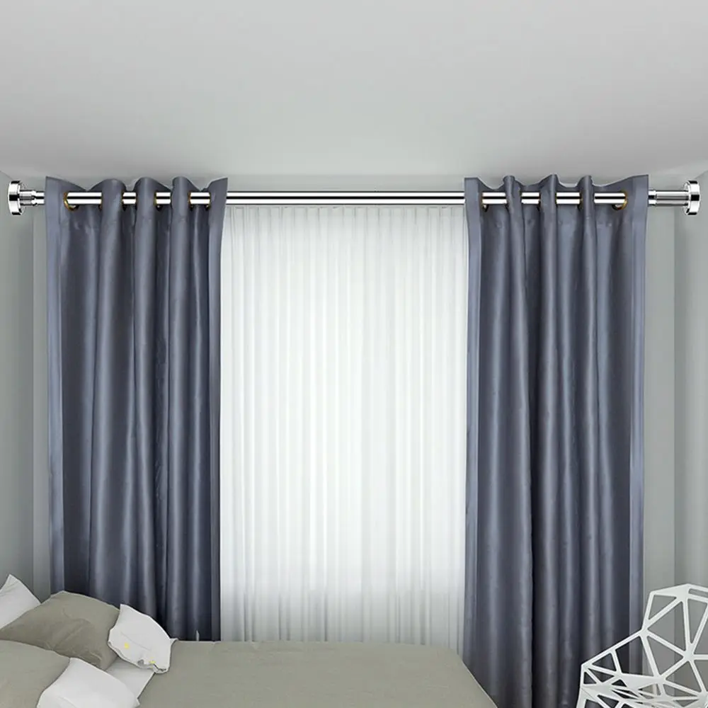 Durable Stainless Steel Clothes Drying Rack Hollow Adjustable Telescopic Pole 35-80cm No-Drill Curtain Rod for Balcony Bathroom