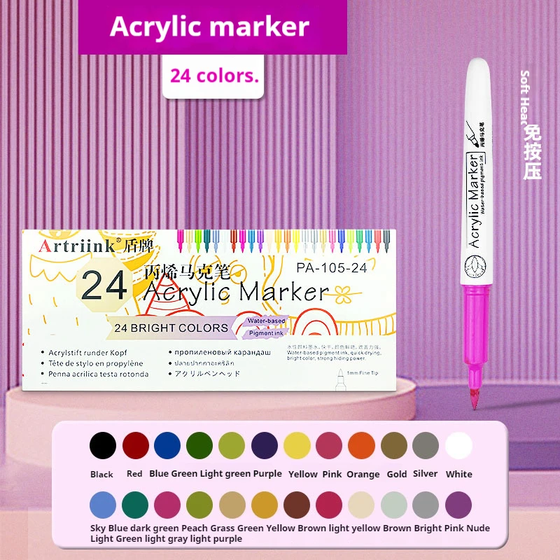 Imagem -06 - Waterproof Propylene Marker Pen Graffiti Water-based Marker Pen Cartão para Crianças Aniversário Cabeça Macia 12 Pcs 24 Pcs