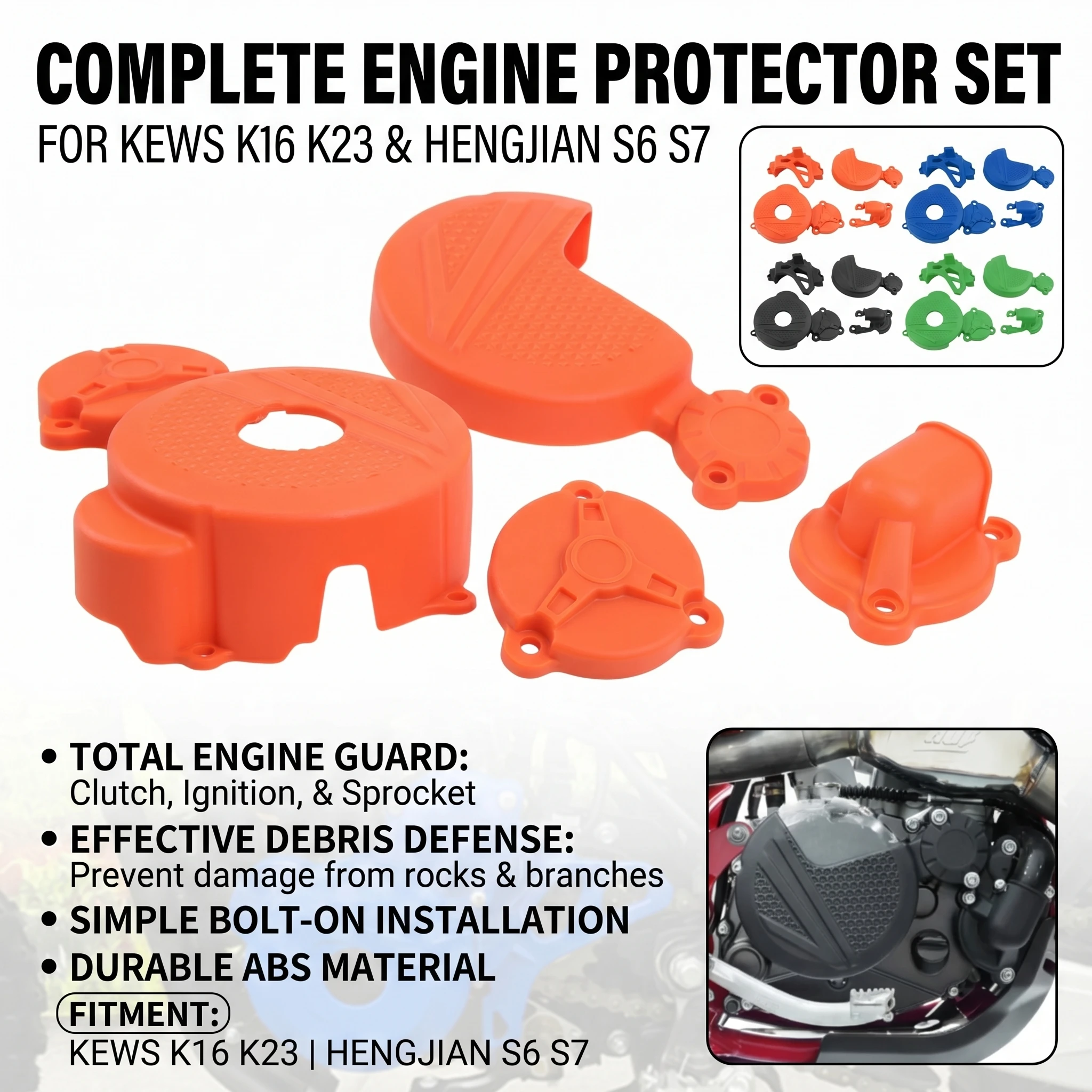 

Enduro Motorcycle Engine Clutch Protector Ignition Guard Cover Sprocket Guards Cover For LONCIN KEWS K16 K23 HENGJIAN S6 S7 KAYO