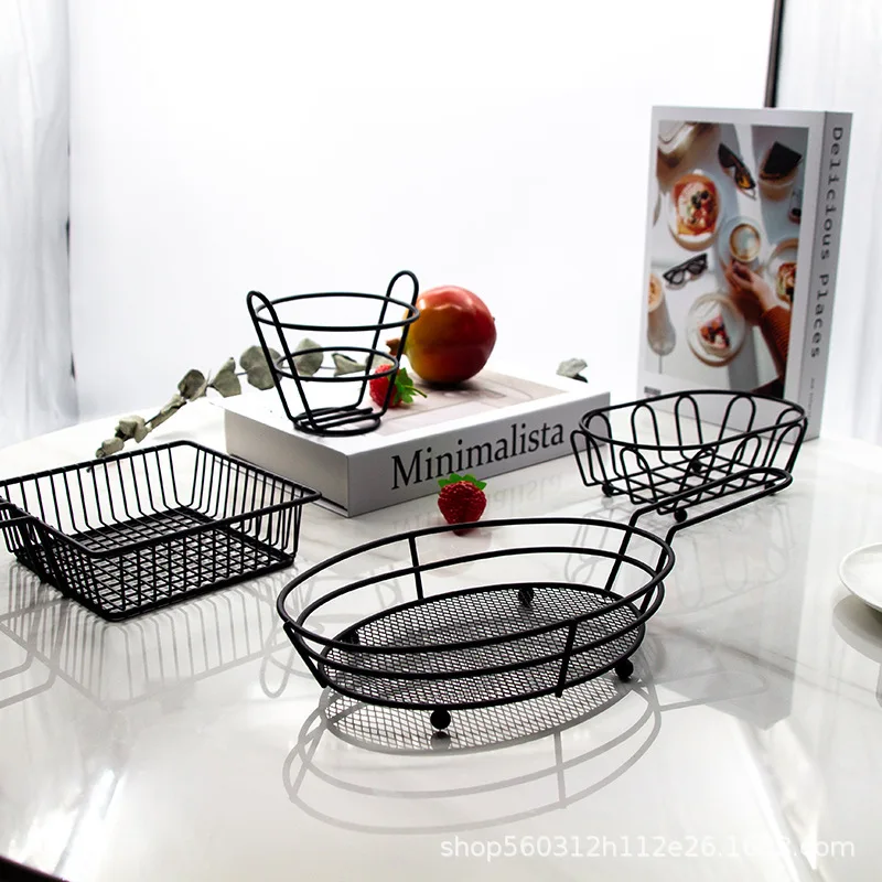 Iron Snack Serving Basket with Non-Slip Base and Heat-Resistant Design Ideal for Fries Wings and Fried Foods Available in Multip