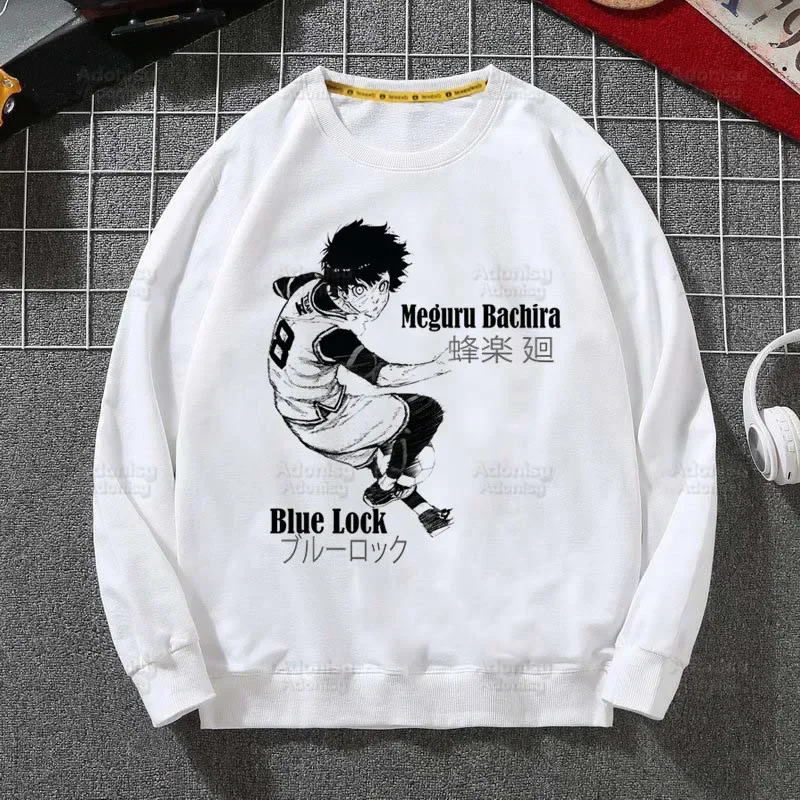 Blue Lock Men Hoodie Hip Hop Men Meguru Bachira Pullover Isagi Yoichi Sweatshirts Hyoma Chigiri Hoodies Mens White Color Male