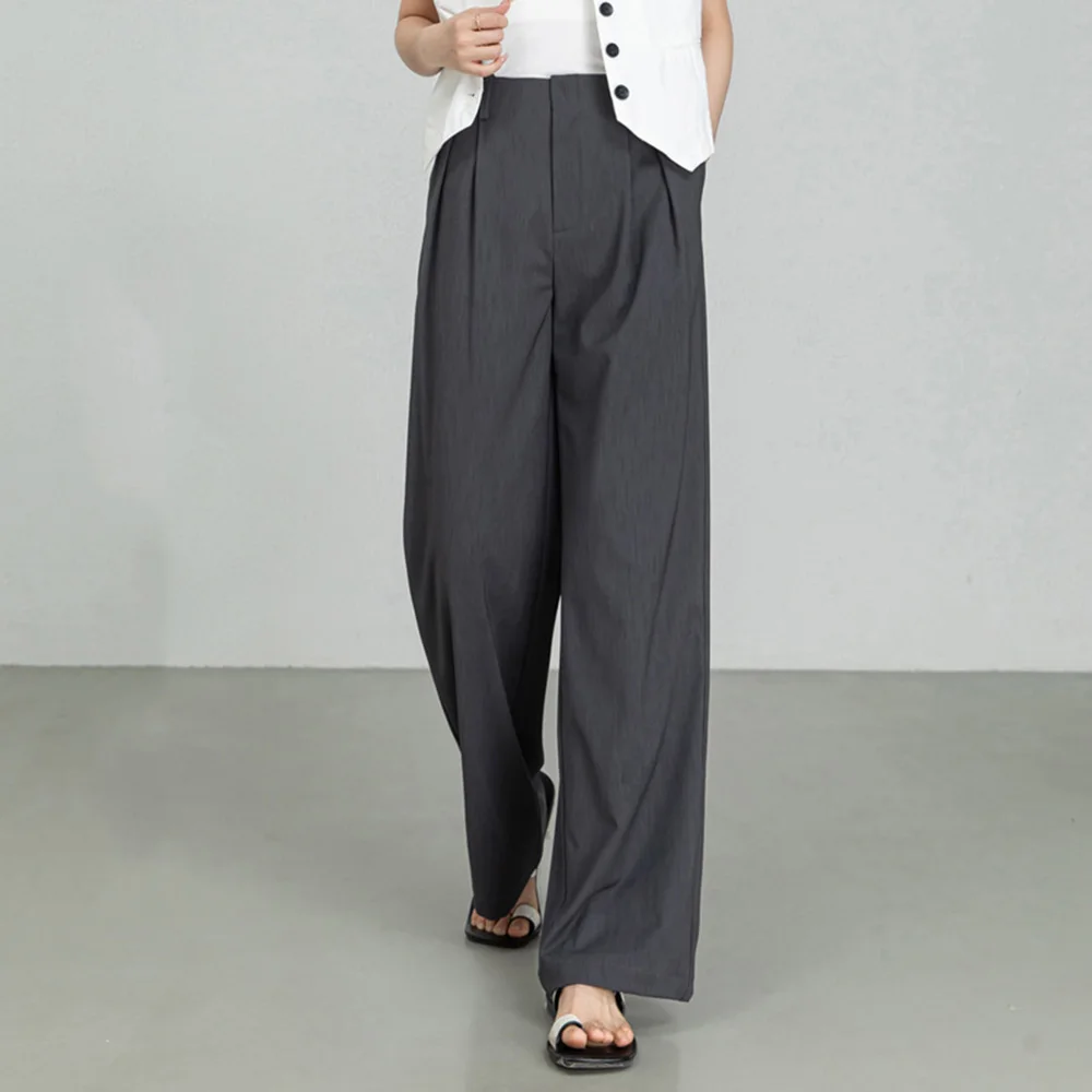 

Женские широкие брюки из модала, новинка лета 2024, костюмные брюки с высокой талией, прямые повседневные офисные деловые брюки белого цвета, серые брюки