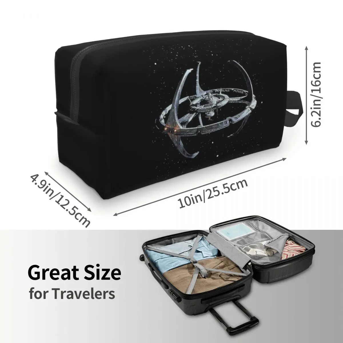 Stars Treks Deep Space Nine Logo Makeup Bag Cosmetic Organizer Storage Dopp Kit Toiletry Cosmetic Bag for Women Beauty Travel