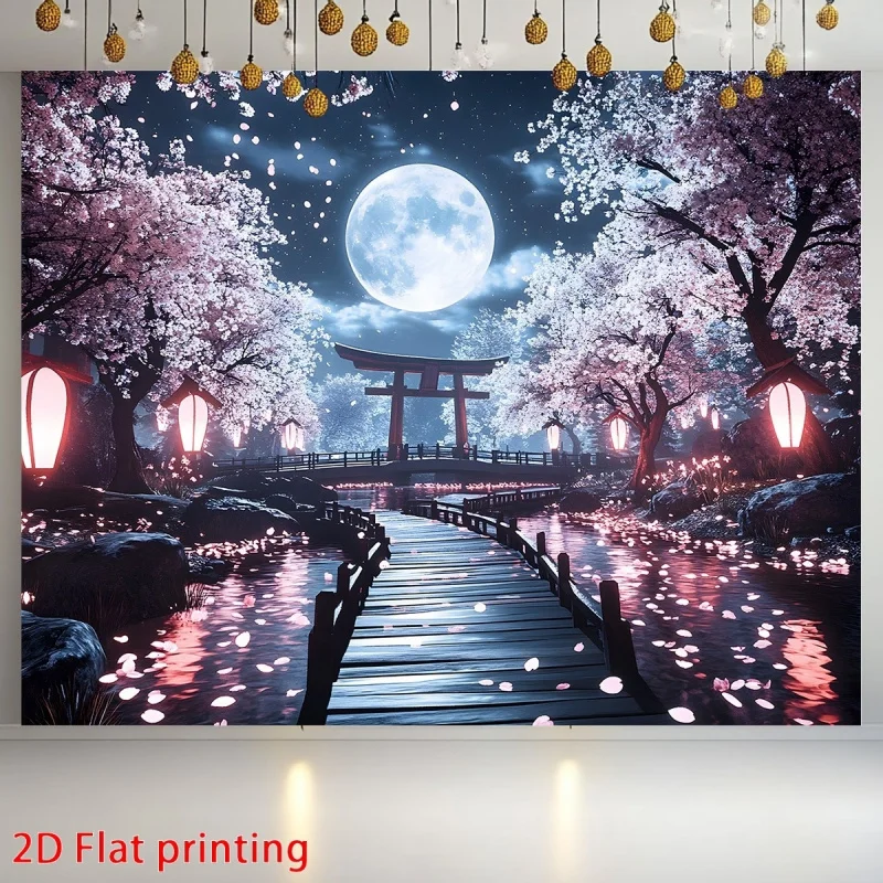 Japanese style cherry blossom garden wall tapestry bedroom dormitory atmosphere polyester fiber wall hanging home decoration
