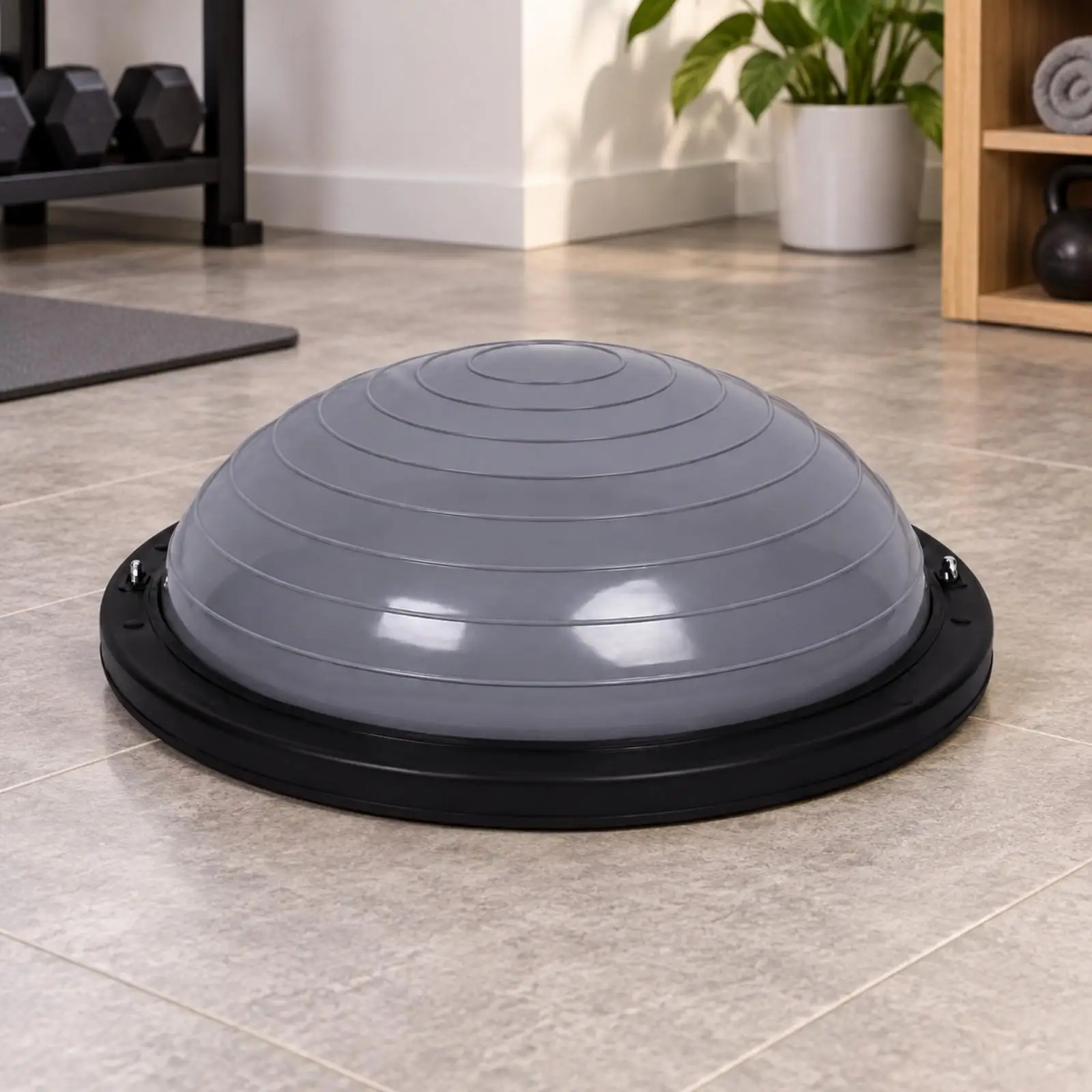 Home Balance Ball Trainer with Resistance Bands Semi Sphere Stability Platform for Stretching Strength Training and Pilates