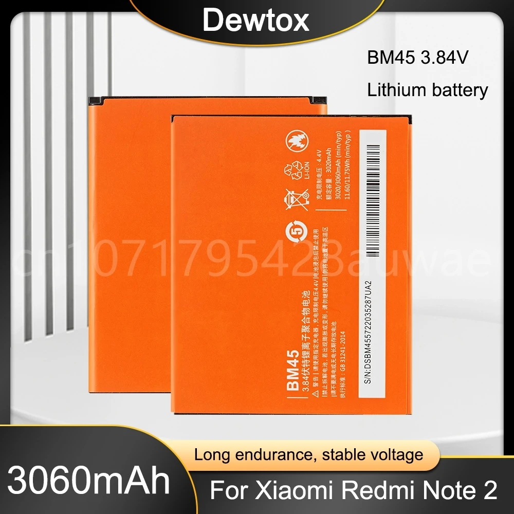 Replacement Battery for Xiaomi Mi Redmi Note 2 Redmi Nota2 Redrice Note2 BM45 Rechargeable Phone Battery 3020mAh
