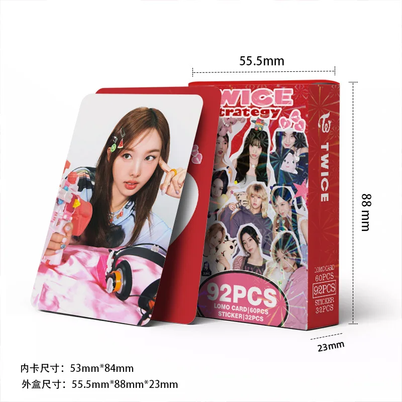 92Pcs/Set Girl Idol New Album STRATEGY Lomo Cards NaYeon Momo Jihyo Tzuyu Sana Mina HD Printd Photocards Stickers Fans Gifts