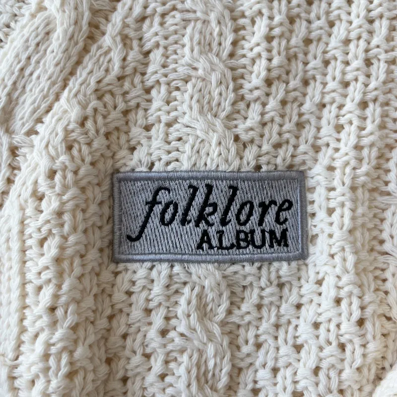 Folclore-Cardigã de malha bege feminino, remendo para letras com suéter bordado estrela, casaco casual, outono e inverno