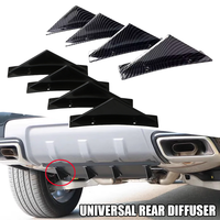 4pcs Universal Car Rear Bumper Lip Diffuser Shark Fins Canards Spoiler Splitter Carbon Black ABS Anti-Collision Accessories