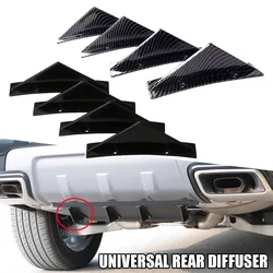 4pcs Universal Car Rear Bumper Lip Diffuser Shark Fins Canards Spoiler Splitter Carbon Black ABS Anti-Collision Accessories