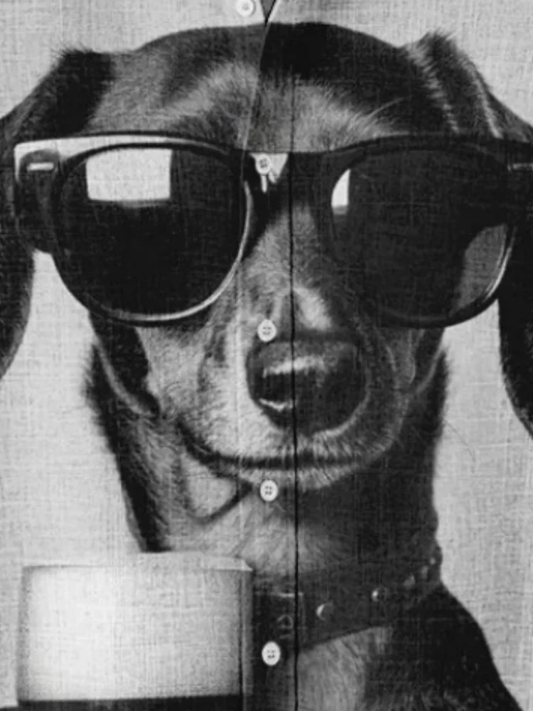 Men's Dachshund In Sunglasses Drinks Beer On Vacation Art Print Casual Shirt Holiday Daily Japanese Short Sleeve Summer Tunics