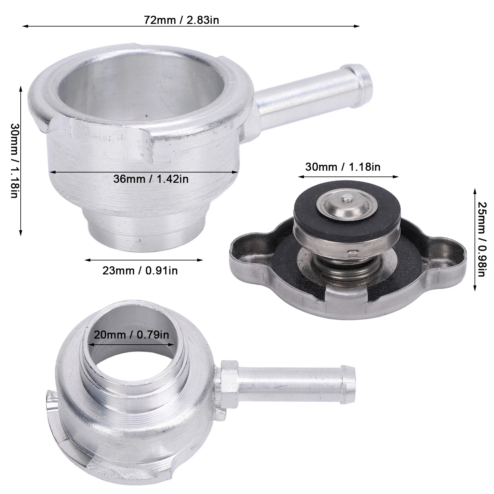 Weld On Radiator Filler Neck With 1.1Bar Radiator Cap Aluminum Alloy 30mm High Performance Cooling System for Most Cars