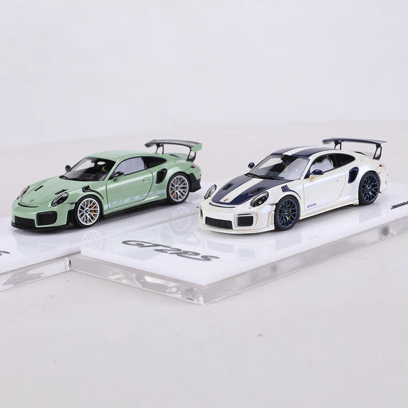 Suhe 1:64 911GT2 RS Changing Color White/Avocado Green Resin Model