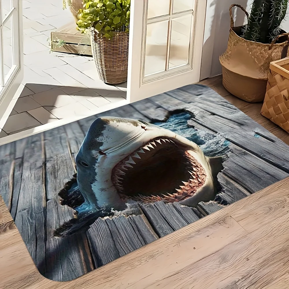 2D Flat-1pc 3D Hole Floor Door Mats , Suitable for entrance, kitchen, living room, rectangular carpet decoration.