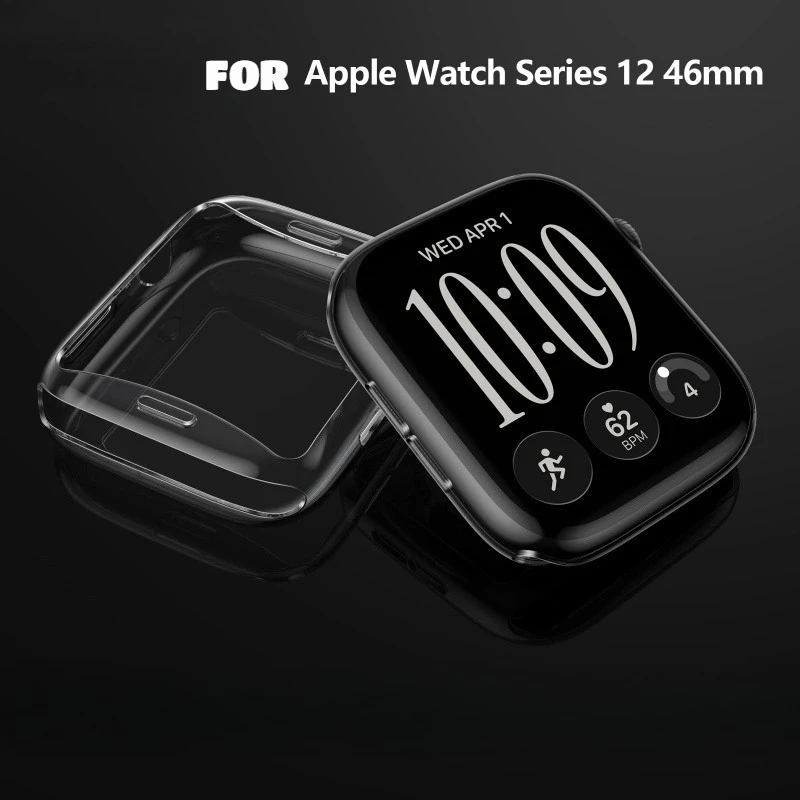 Soft TPU Cover Screen Protector for Apple Watch 12 11 10 42mm 46mm HD Case IWatch Series 9 8 7 45/41mm SE 6 5 44mm Accessories