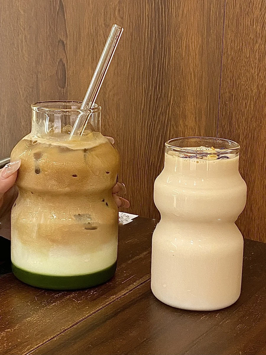 High Borosilicate Heatproof Glass Cup Lactic Acid Bacteria Design For Milk Juice Tea Iced Coffee Creative Drinkware