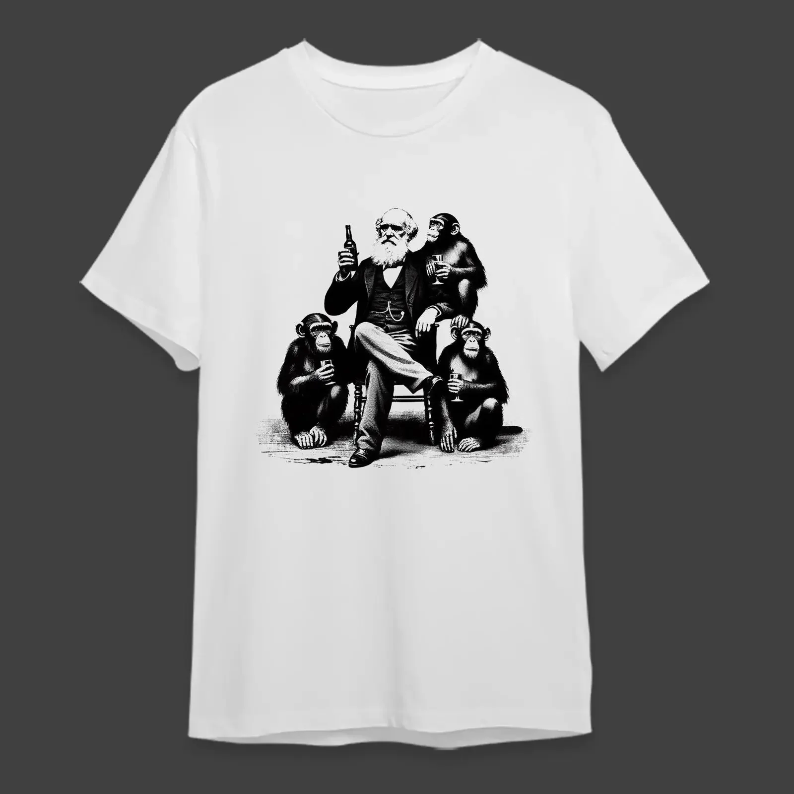 T-shirt humoristique Darwin Hanging With My Hominids, style vintage, sur le thème de l'évolution scientifique, de l' chimpanzé et de la sélection naturelle, légèrement délavé