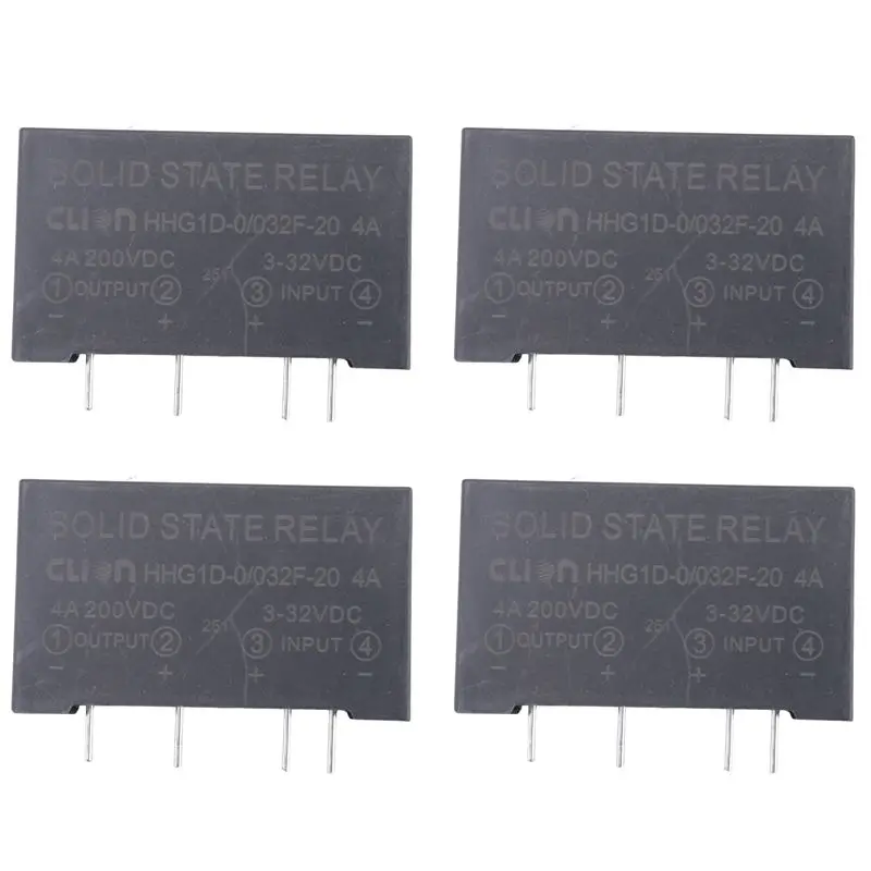 4X Input 3-32V DC Output 4A 200V DC 4 Pin PCB Solid State Relay HHG1D-0/032F-20