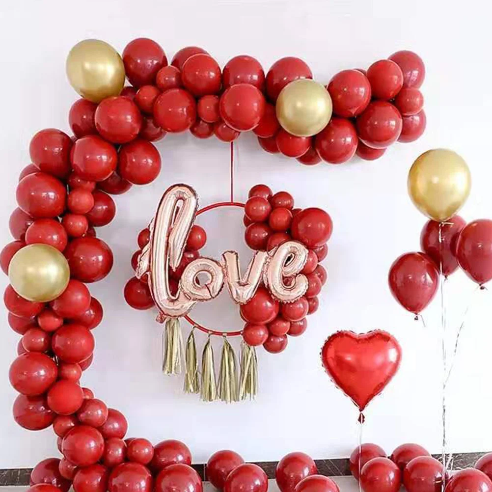 

25Pcs Double Layer Garnet Red Latex Balloons Romantic Wedding Party Marriage Room Decorative Balloon Favors Wedding Balloon