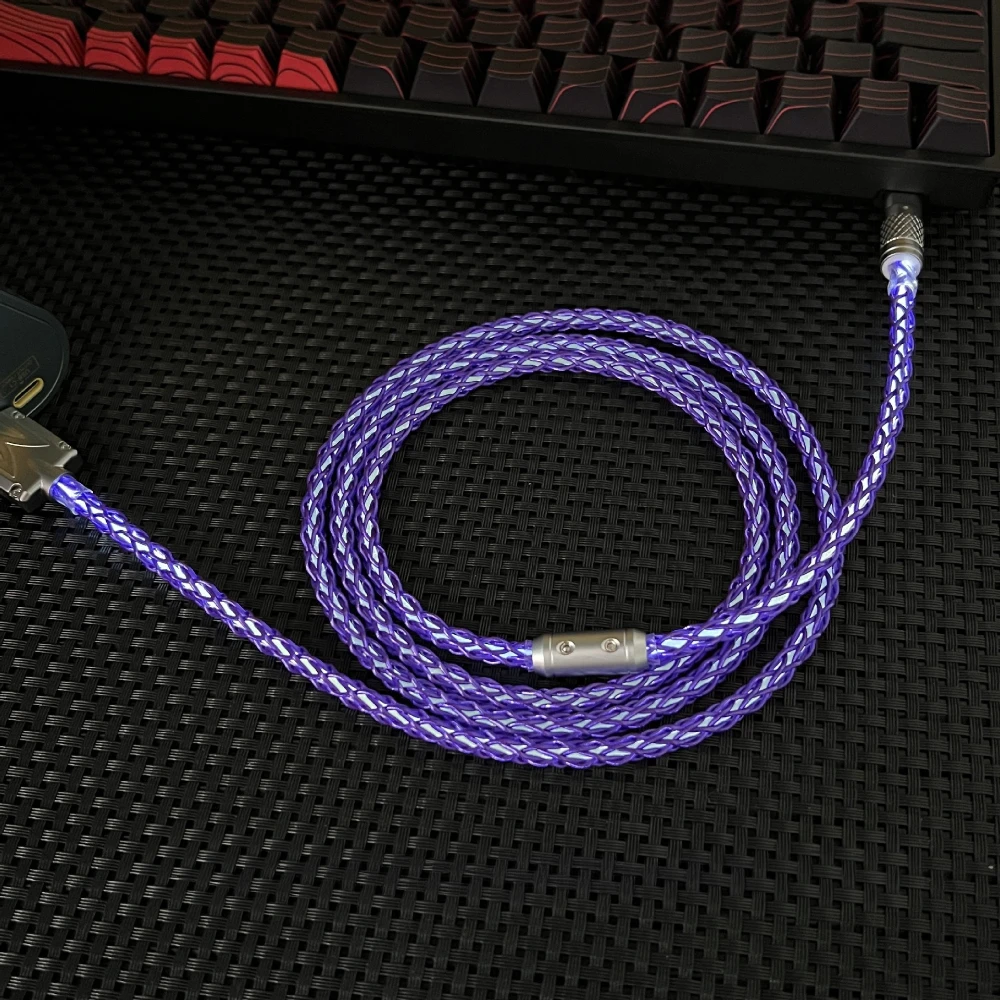 DIY Handmade Metal USB Type-C Luminous White Light 8K Gaming Magnetic Axis Mechanical Keyboard Charging Cable Sliding Buckle