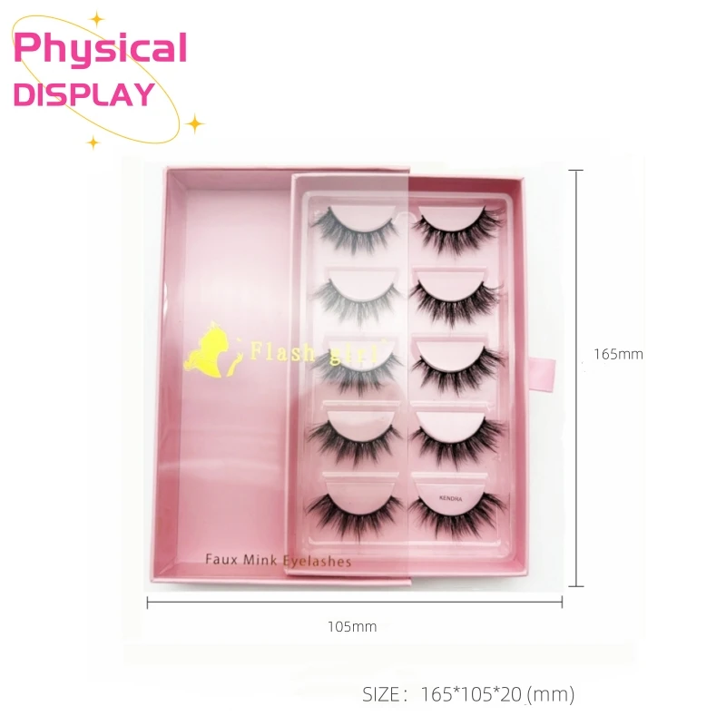 5 Pairs Multi-layer flexible natural slim light weight Hand-made Chemical fiber cat eye fox false eyelashes with personlized