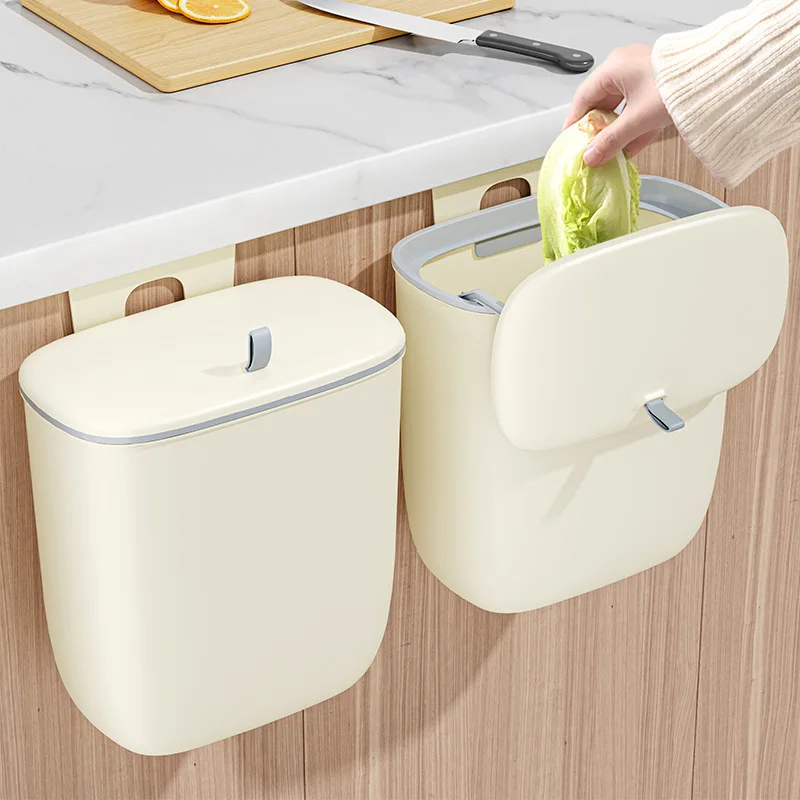 Xingyou Kitchen Trash Can Wall-mounted Household with Lid 2023 New Bathroom Toilet Kitchen Waste Hanging Storage Bucket