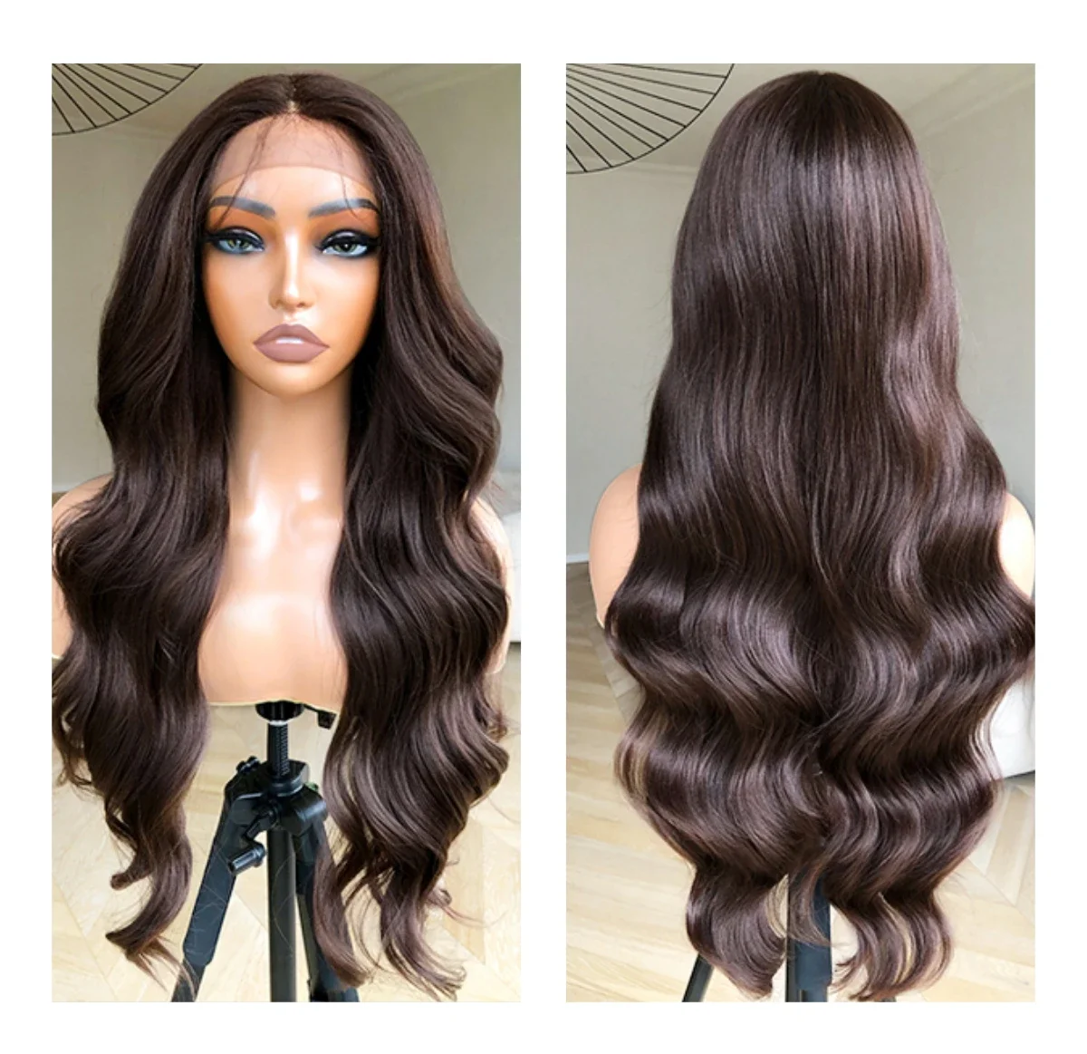 

Long Brown Wave 30inch 5x5 Silk Base Glueless Jewish Human Hair Wig With Baby Hair HD Lace European Hair Preplucked