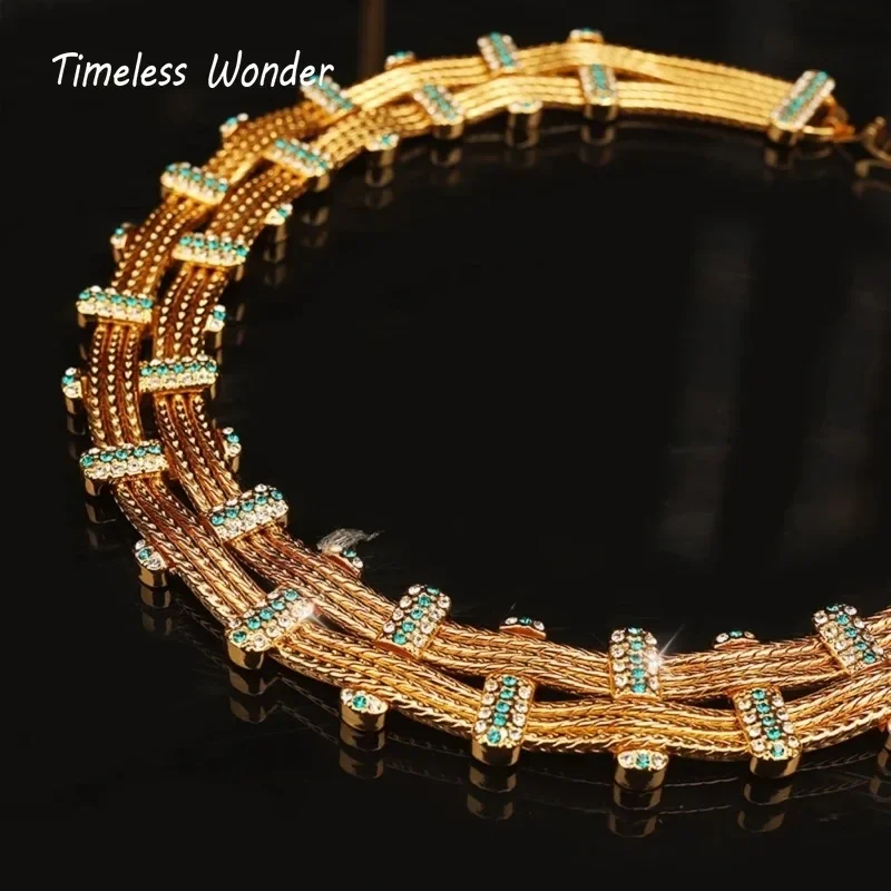 

Timeless Wonder Fancy Zircon Geo Pave Choker Necklace for Women Designer Jewelry Trendy Rare Top Medieval Gift Punk 6616