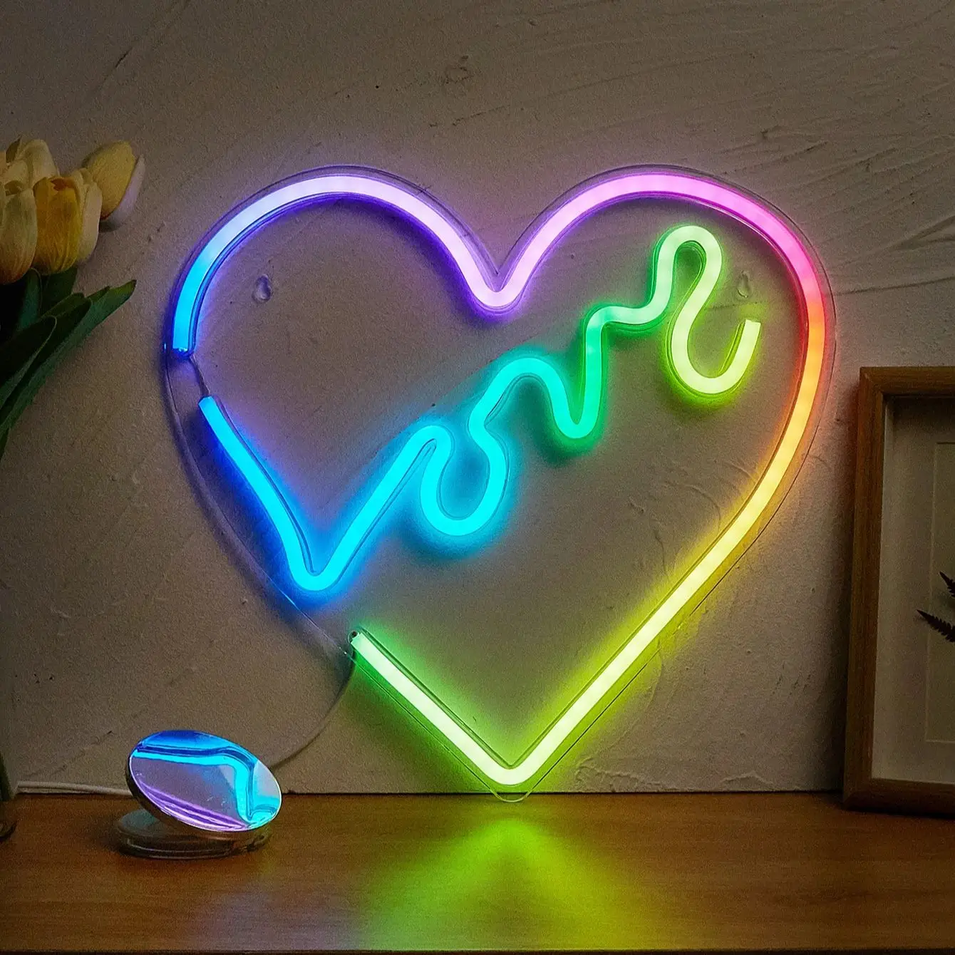 

Светодиодная неоновая вывеска Chi-buy в форме сердца с регулировкой яркости, питанием от USB, ночник, подходит для спальни, свадьбы, в подарок