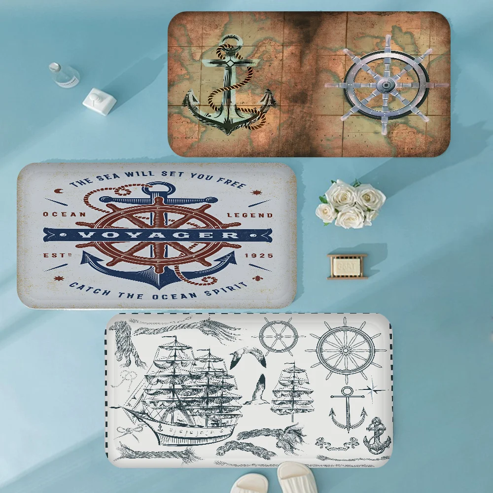 

Nautical Anchor Room Mats Cheaper Anti-slip Modern Living Room Balcony Printed Household Carpets