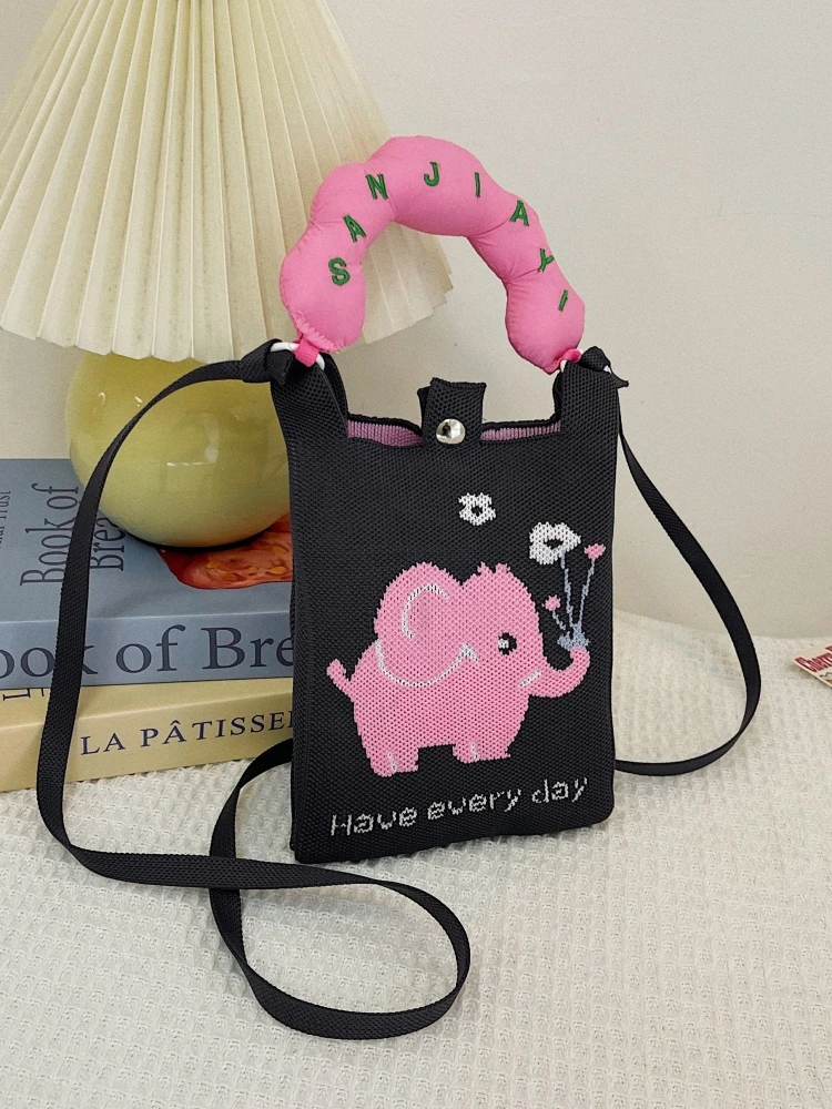 

Корейская вязаная сумка-кроссбоди для женщин, модная наплечная сумка для телефона, портативный кошелек для путешествий, молодежный размер, маленький размер