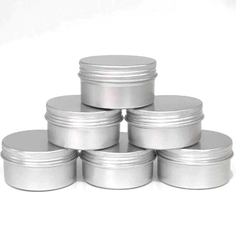 

Aluminum Tin Containers Jars 80ML Lip Balm Tin Container With Screw Thread Lid Candle Cans Box With Screw Thread Lid Candle Cans