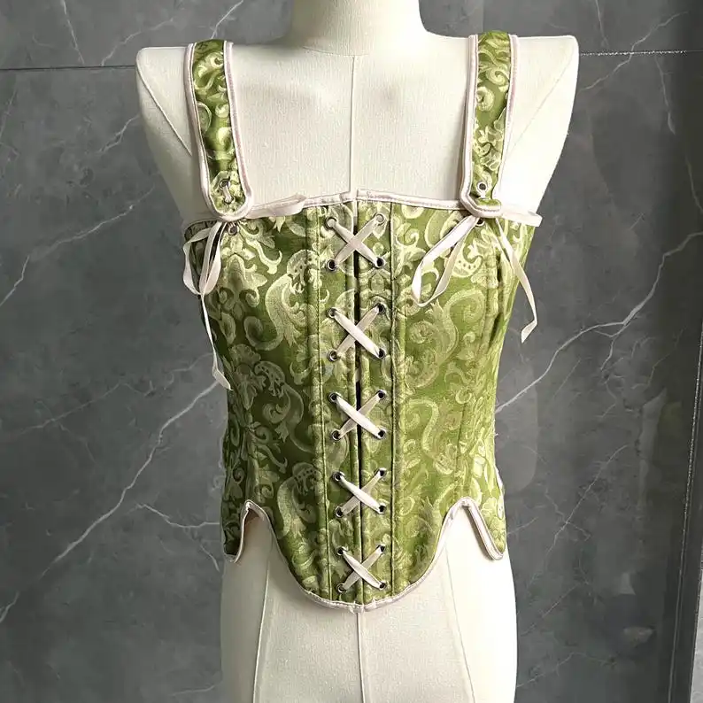 

Court French jacquard fashionable simple versatile elegant solid color petal hem corset Renaissance corset