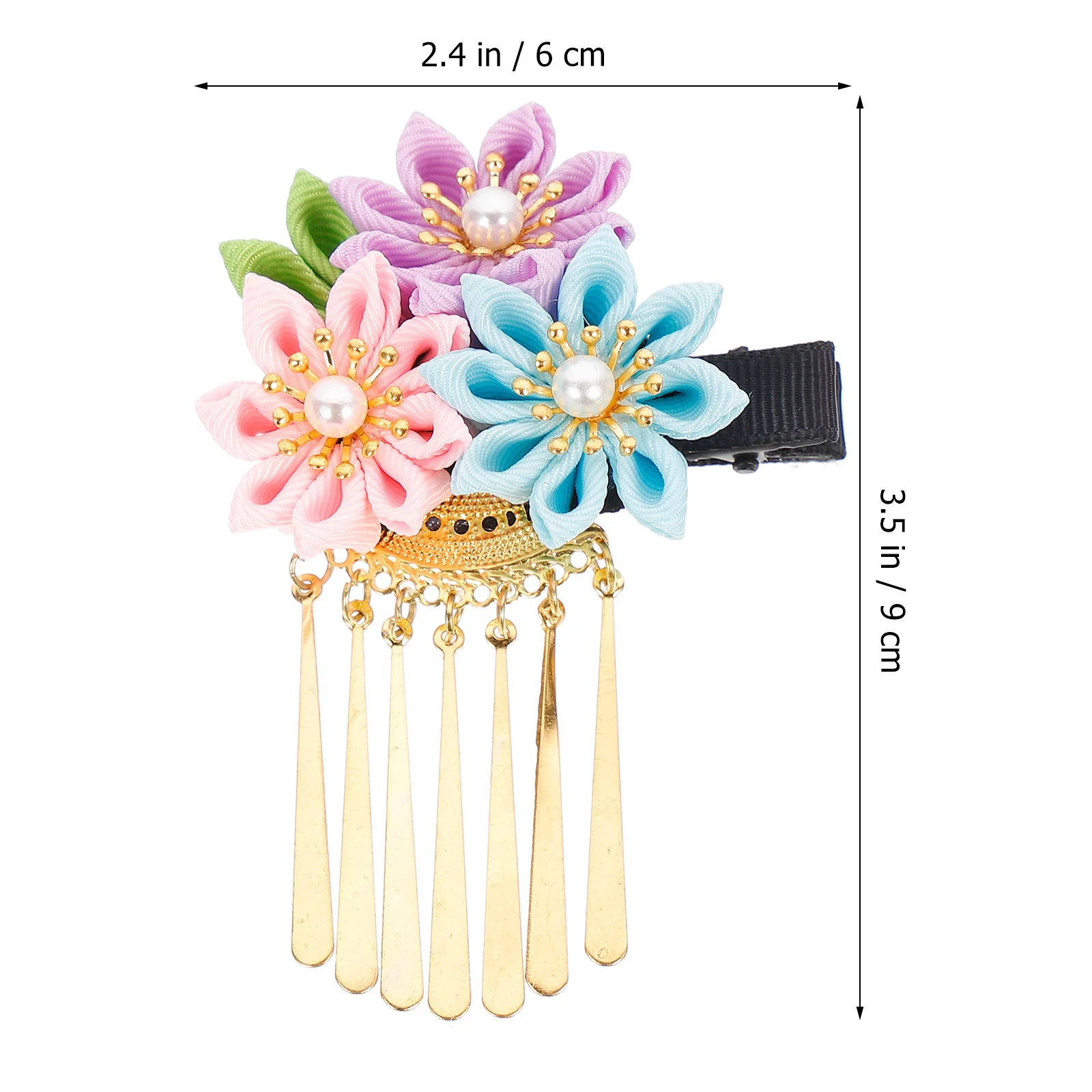 和風バレッタフラワーヘアクリップタッセルヘアピン結婚式ブライダルヴィンテージ着物ヘアグリップ装飾