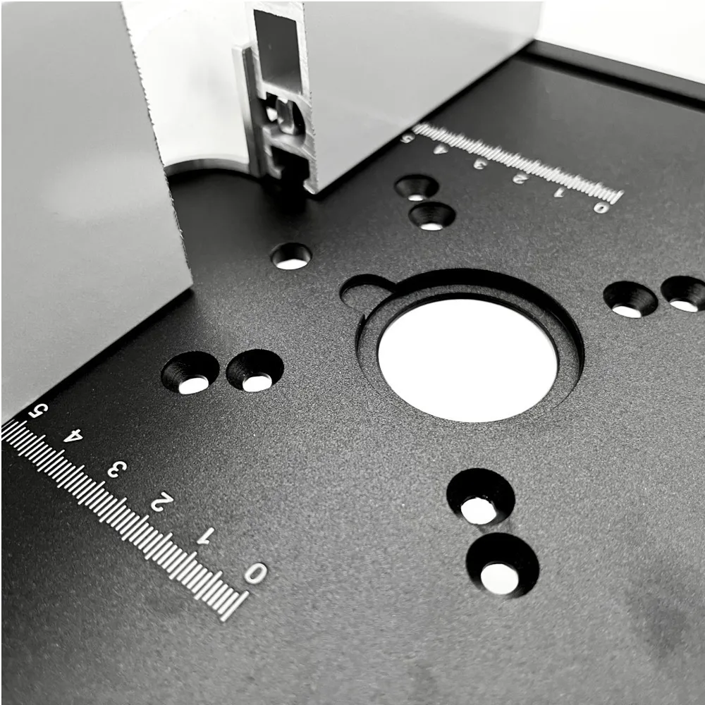 Black aluminum alloy flip-chip plate C8 small trimming machine countertop flip-chip plate miniature table saw panel push ruler