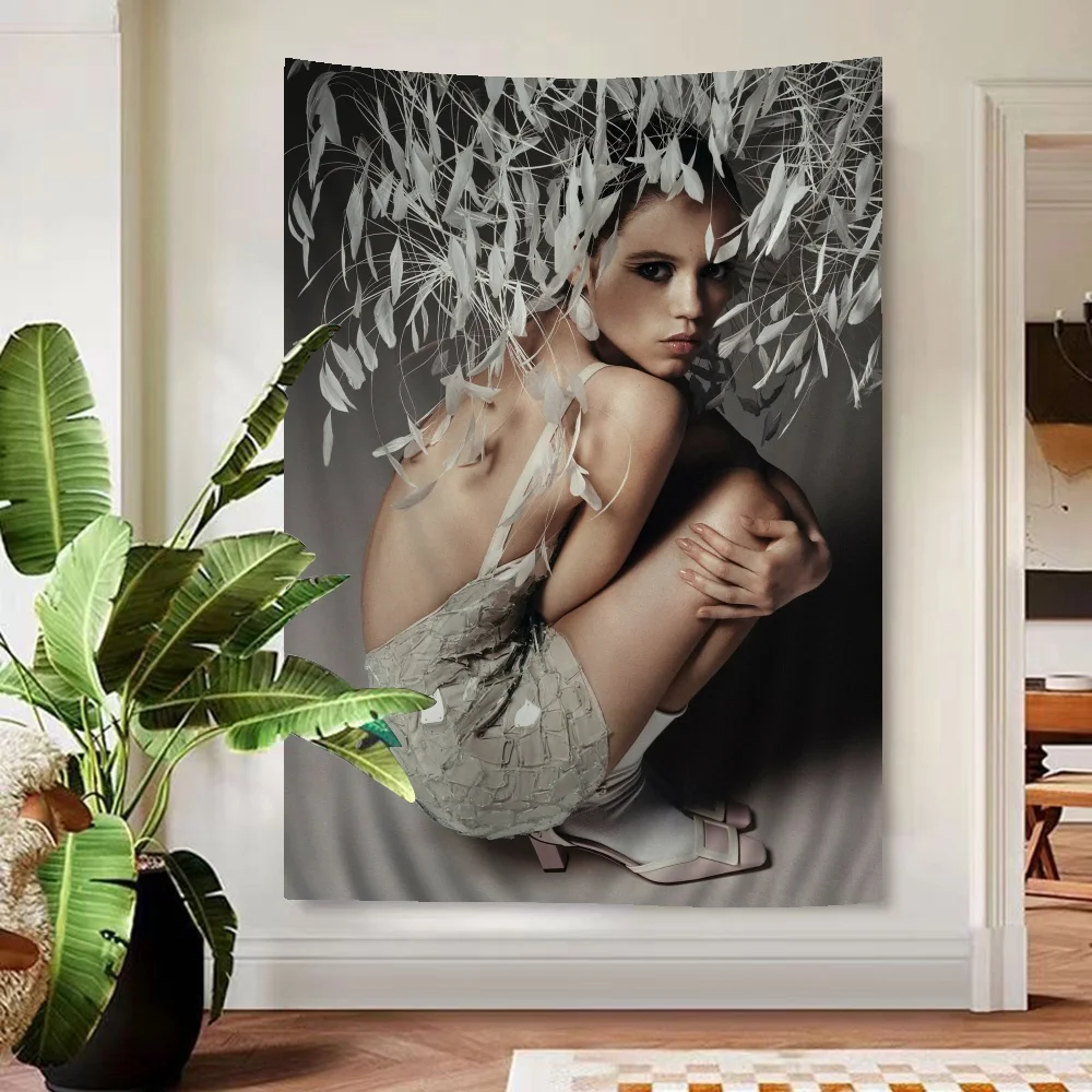 Jenna Ortega Printed Large Wall Tapestry Indian Buddha Wall Decoration Witchcraft Bohemian Hippie Decor Blanket