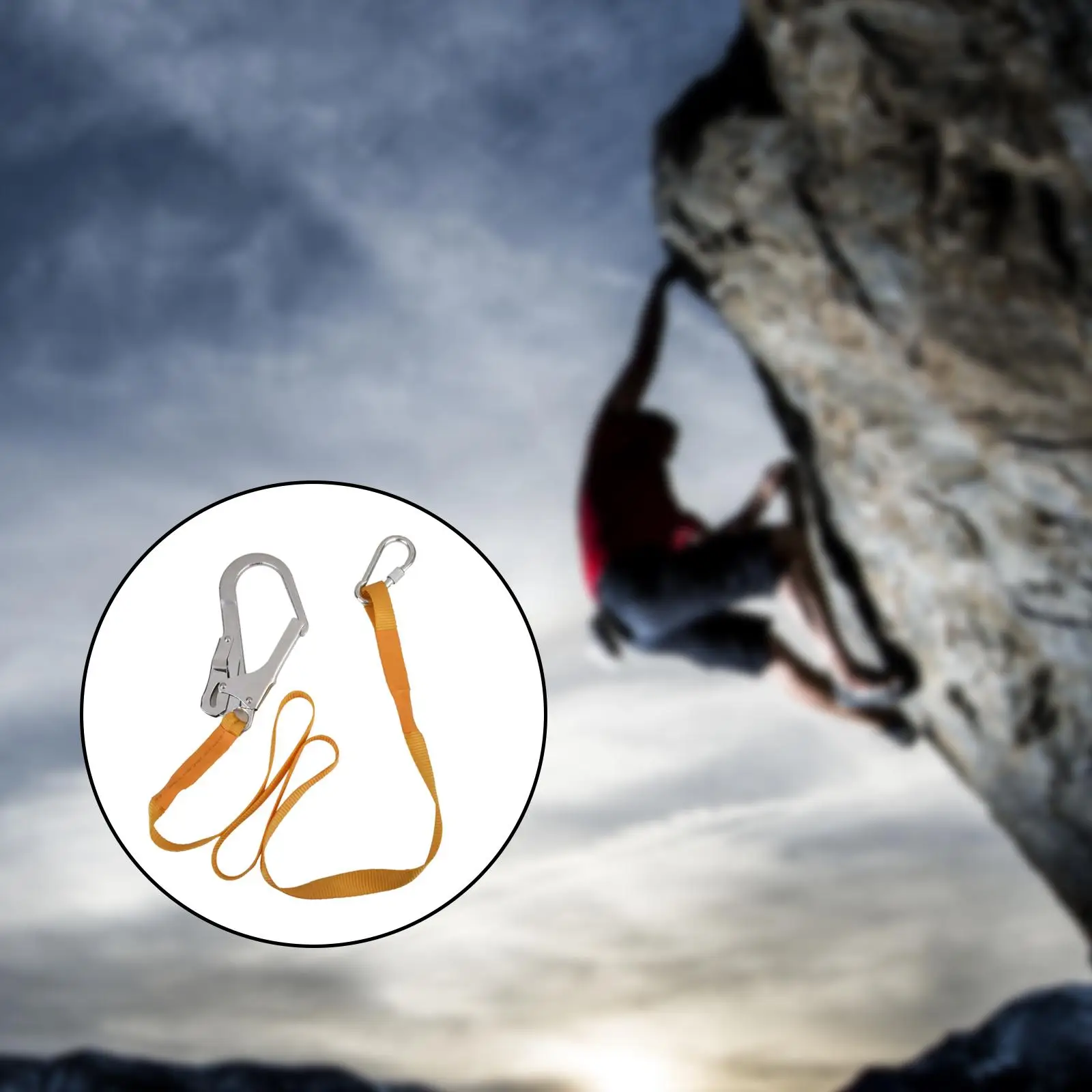 Outdoor Rock Climbing Fall Protection Lanyard With Carabiner Buckle