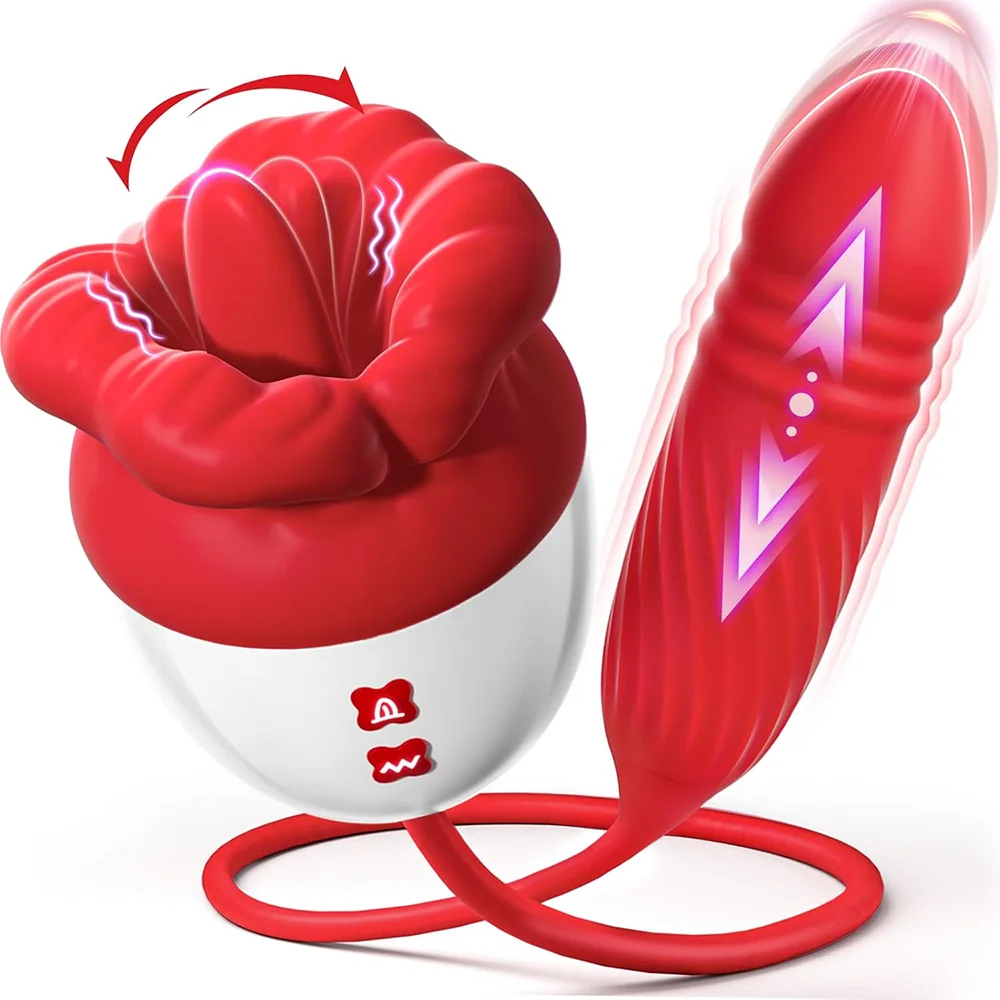 Silicone Rose Lips Vibration Tongue Clitoris Licking Nipple Clitoris Suction Device Stimulator Vibration Female Dildo Sex Toys